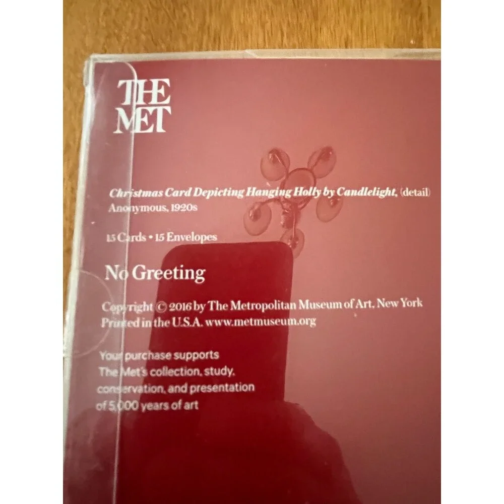 Met Museum of Art Hanging Holly by Candlelight Christmas Cards Blank 15 Pack NEW